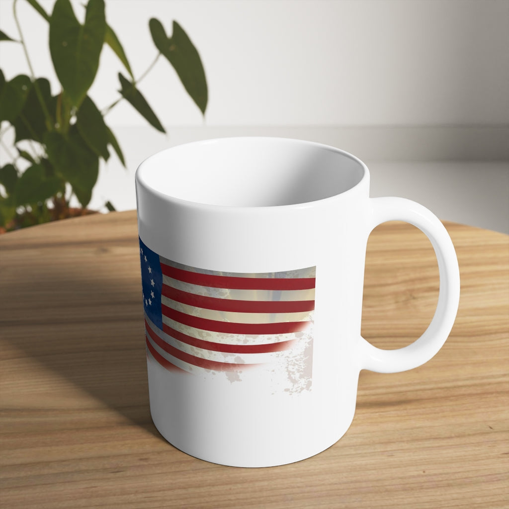 Old Glory White Ceramic Mug, 11oz and 15oz