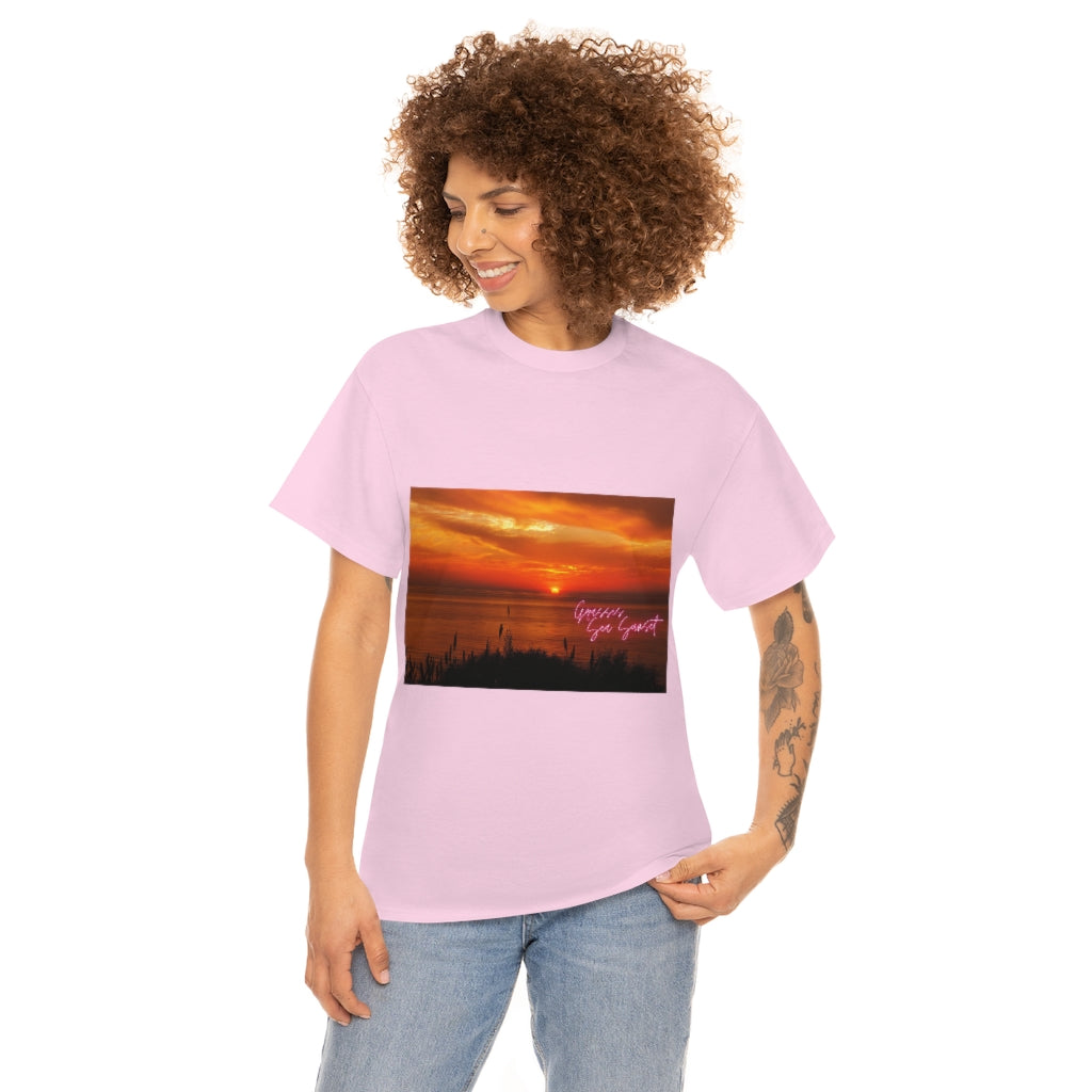 Grasses Sea Sunset Unisex Heavy Cotton Tee