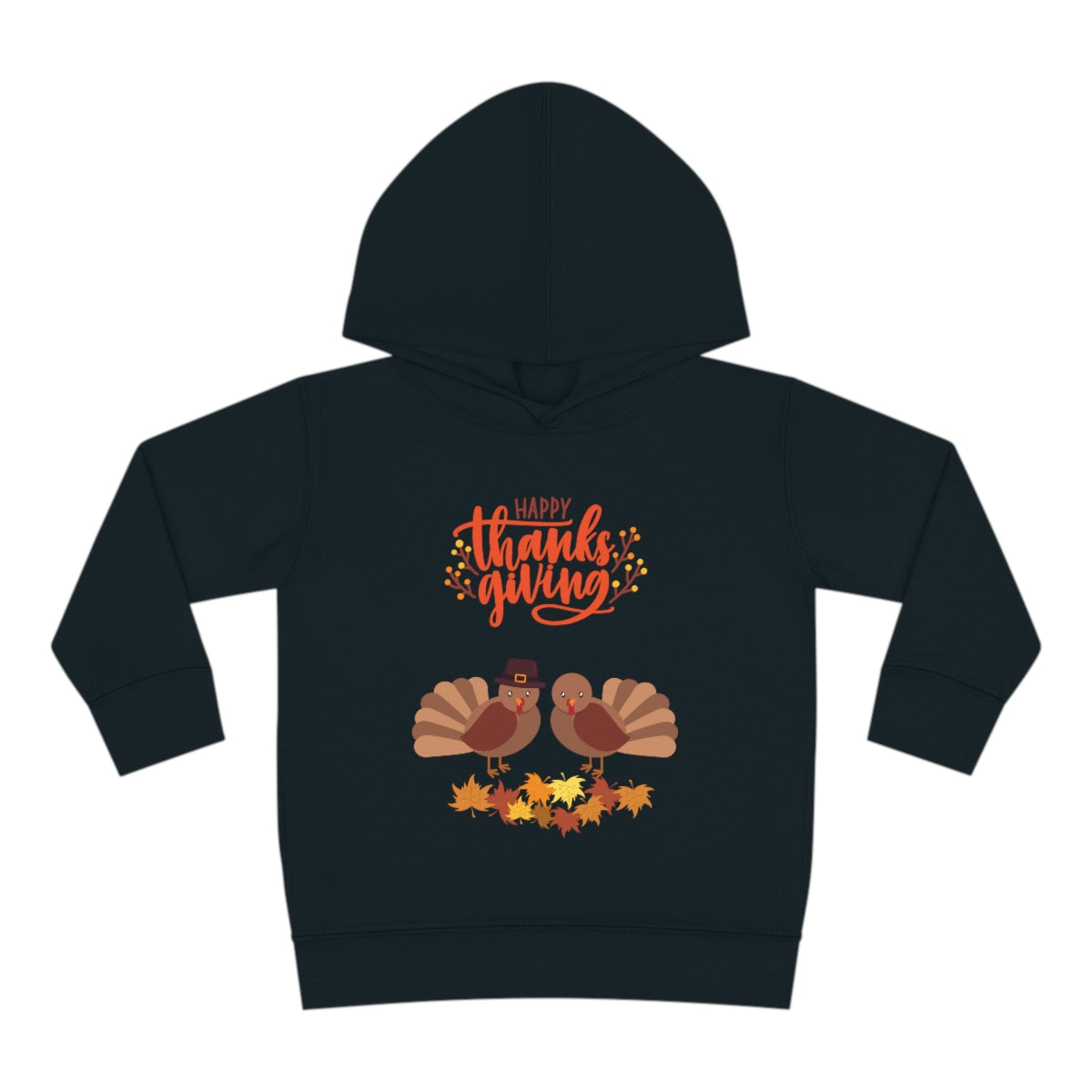 Cute Thanksgiving Turkey Pilgrim Toddler Pullover Fleece Hoodie