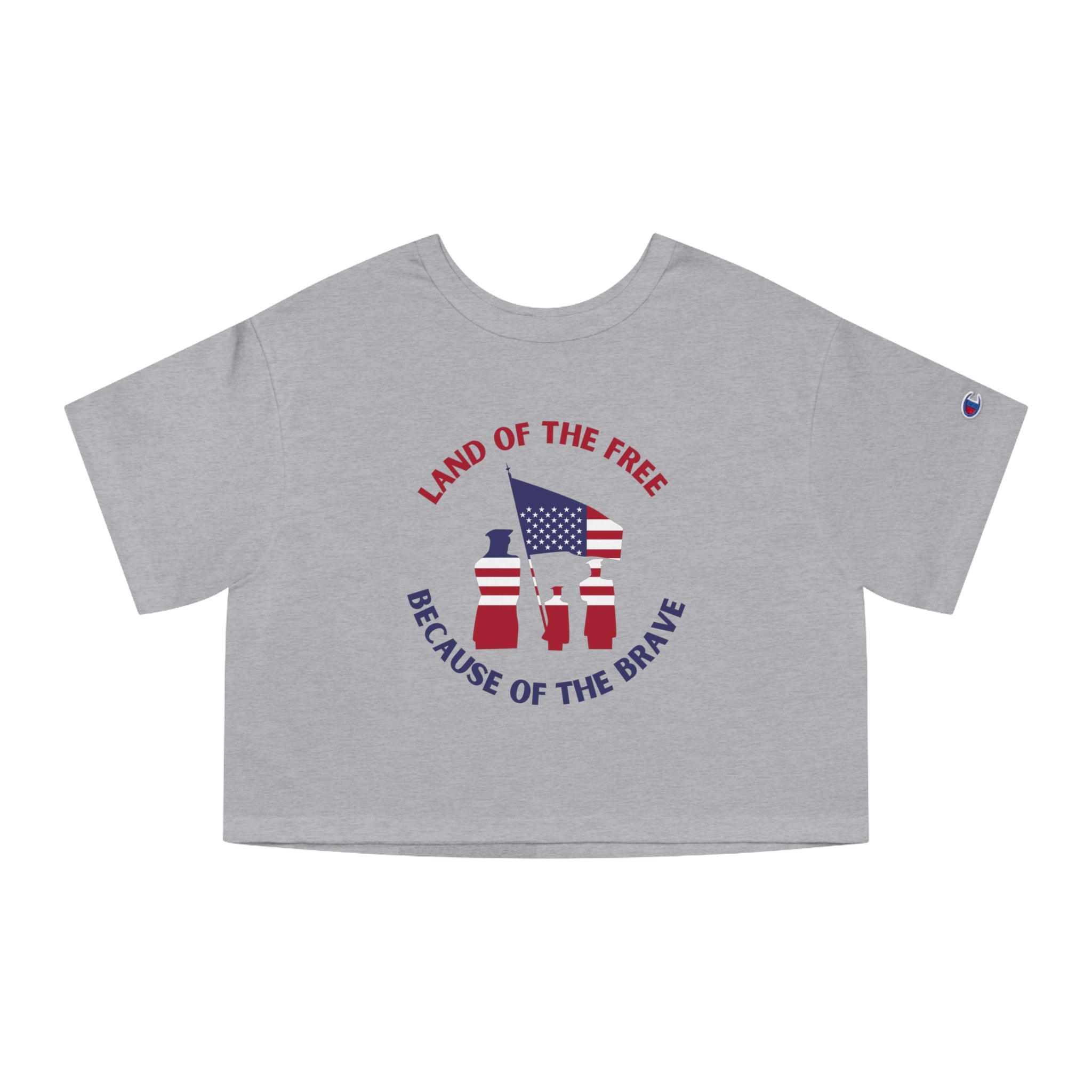 Memorial Day  Land Of The Free Champion Women's Heritage Cropped T-Shirt