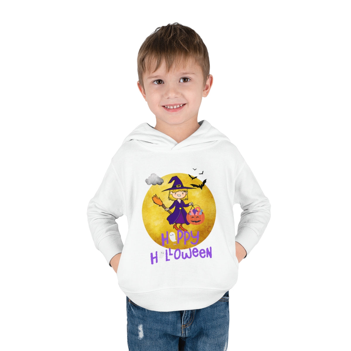 Halloween Witch Girl Toddler Pullover Fleece Hoodie
