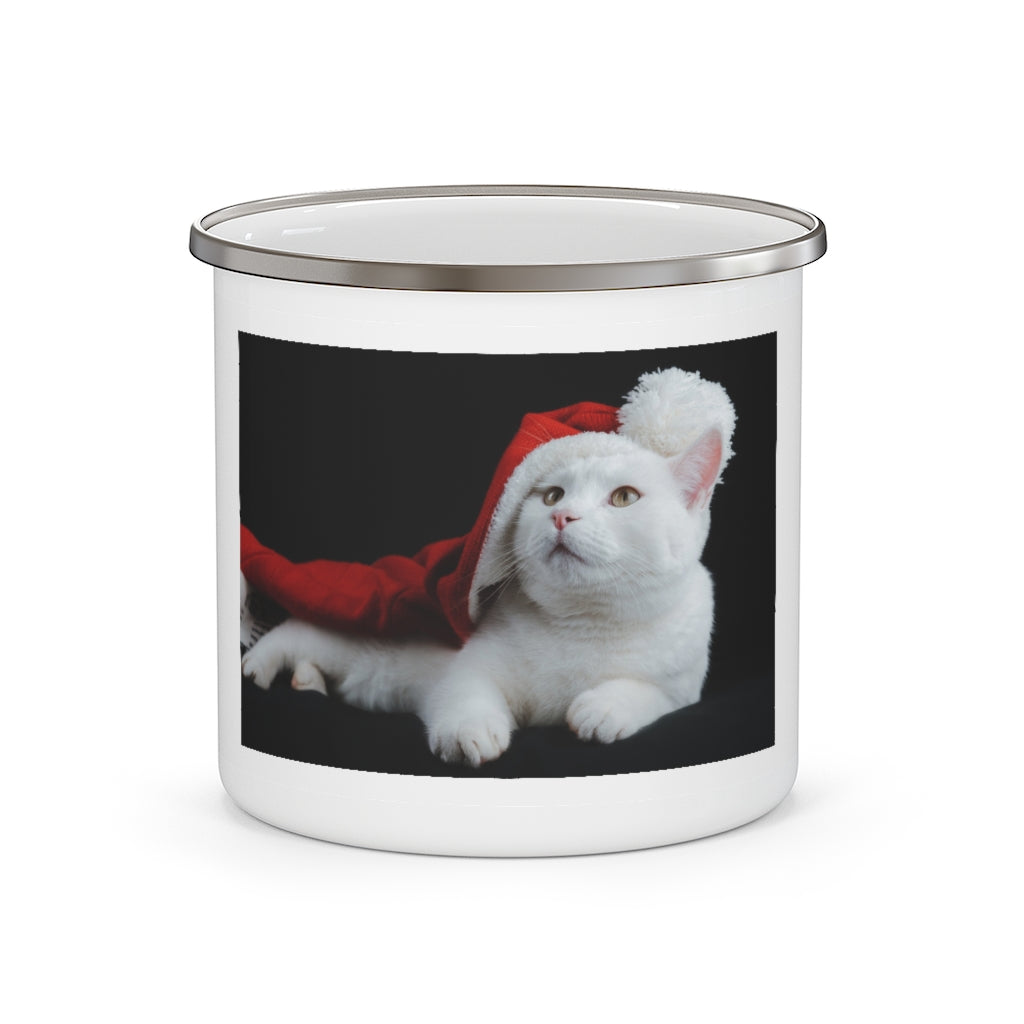 Merry Christmas Kitty Enamel Camping Mug