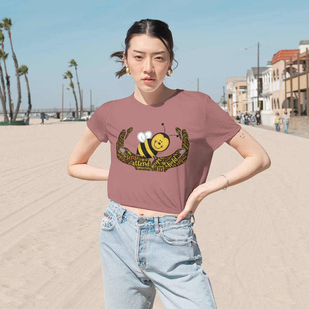 Bee Happy Women's Flowy Cropped Tee