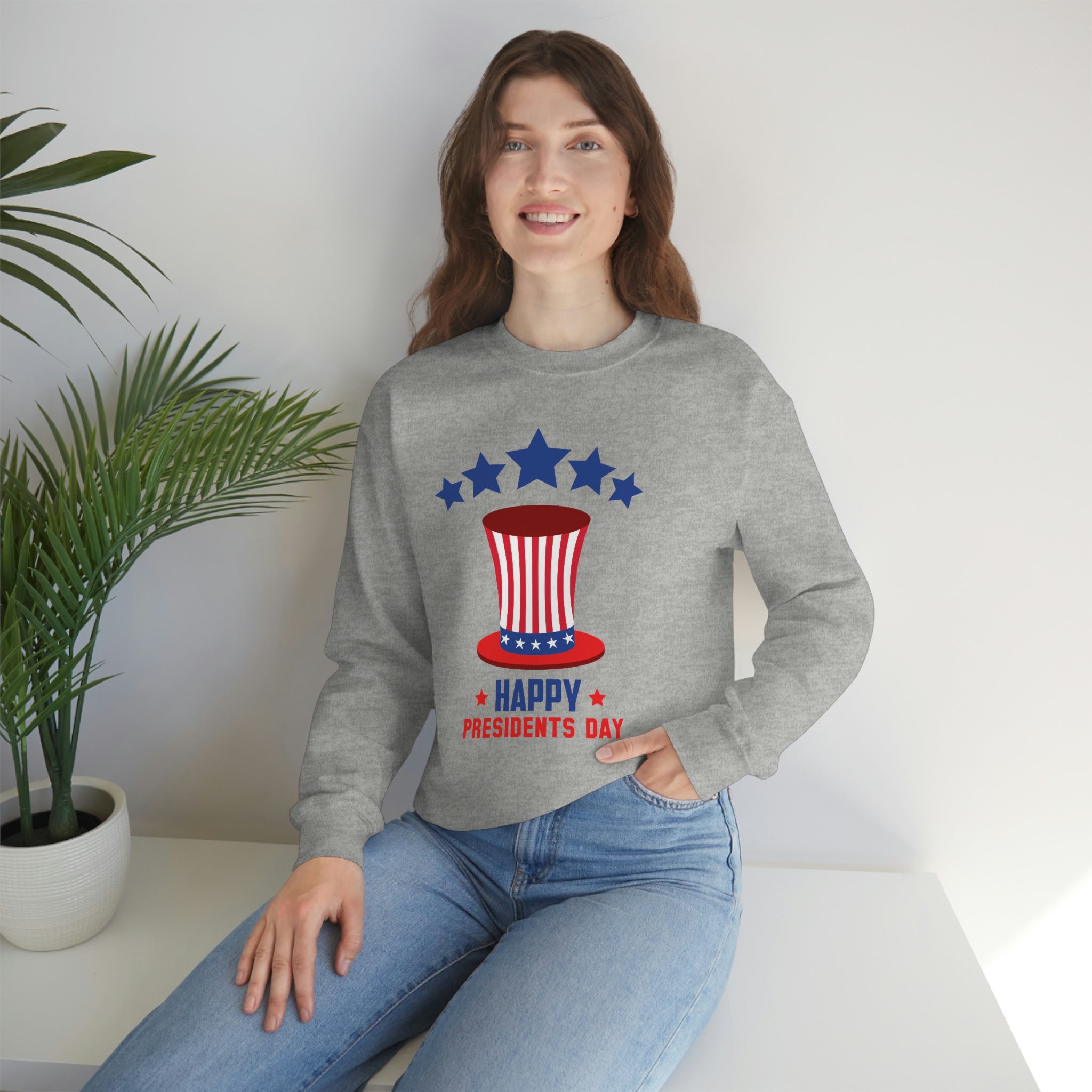 Happy President's Day Hat Unisex Heavy Blend™ Crewneck Sweatshirt