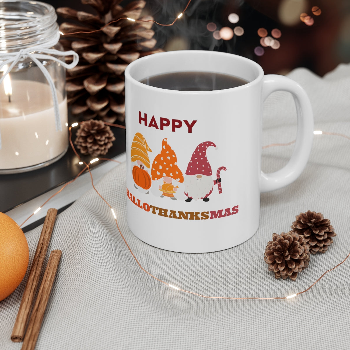 Happy Hallothanksmas Ceramic Mug 11oz