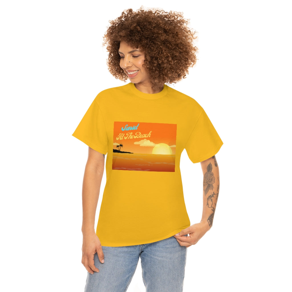 Sunset At The Beach Unisex Heavy Cotton Tee