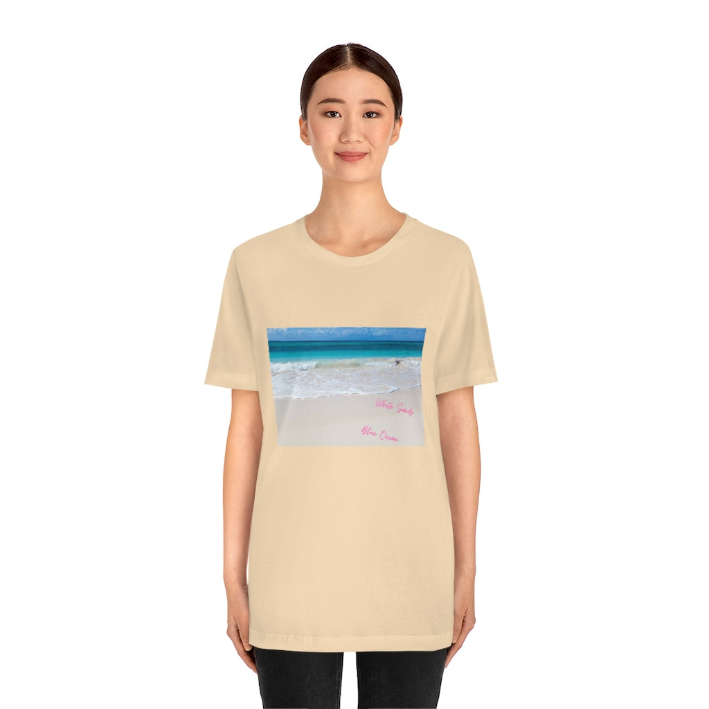 White Sands Blue Ocean Unisex Jersey Short Sleeve Tee