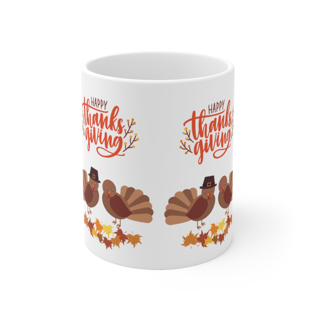 Cute Thanksgiving Turkey Pilgrims Ceramic Mug 11oz