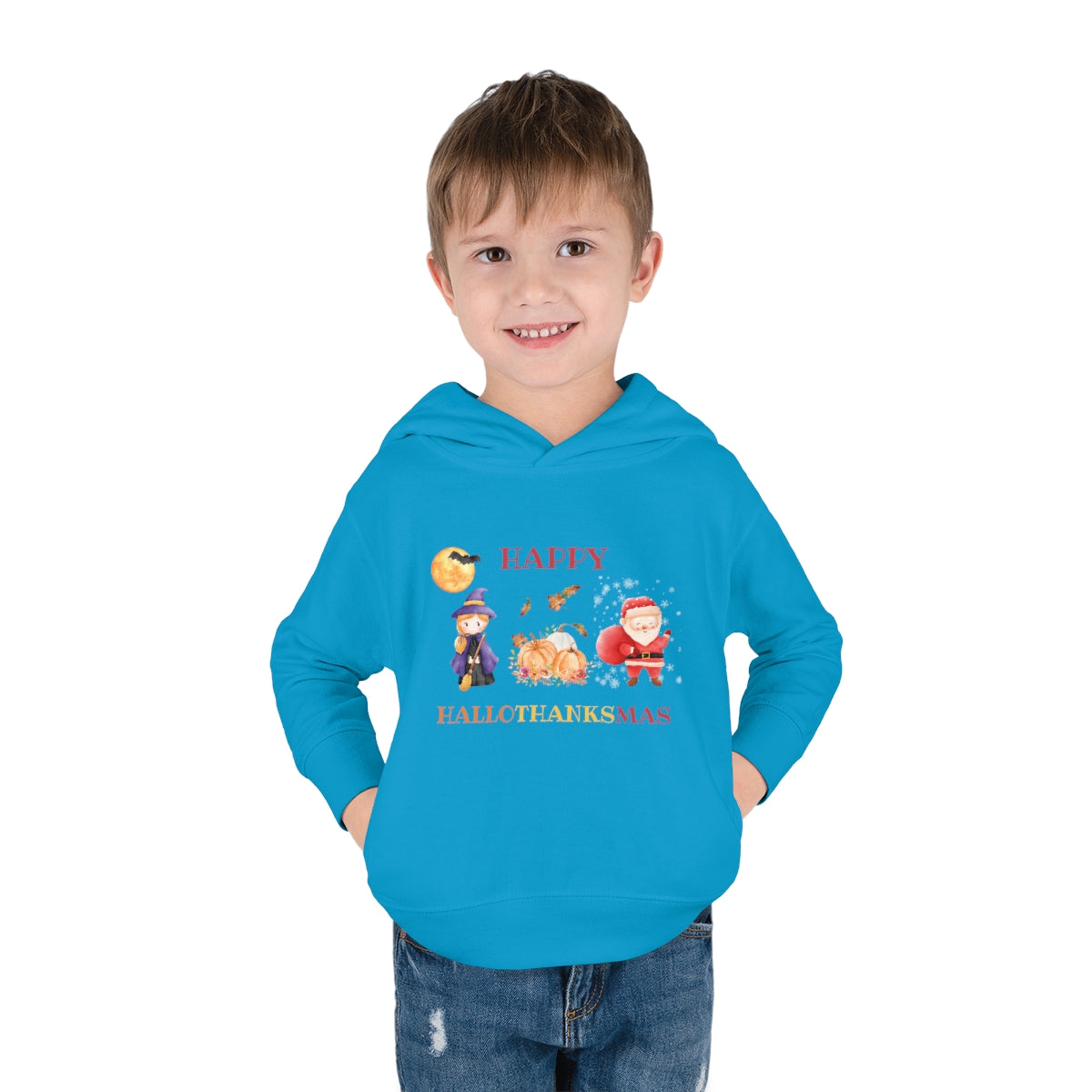 Happy Hallothanksmas Toddler Pullover Fleece Hoodie