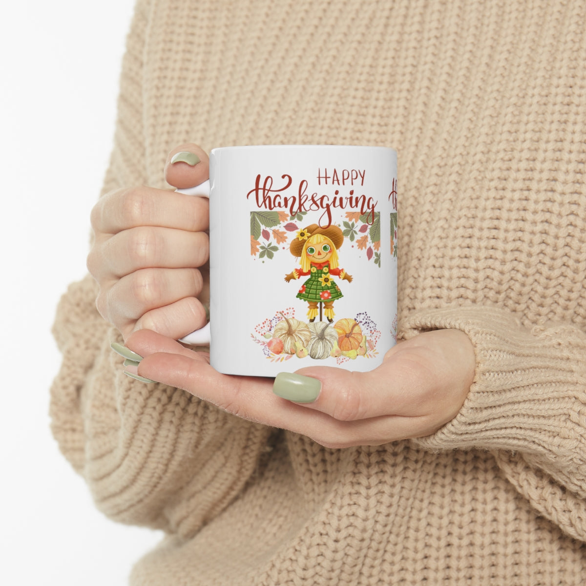 Scarecrow Happy Thanksgiving Ceramic Mug 11oz