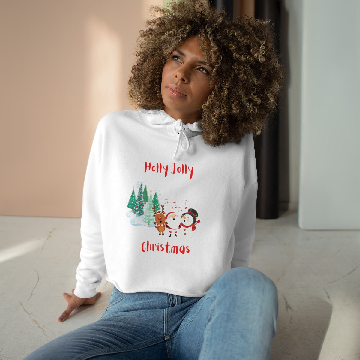 Holly Jolly Christmas Crop Hoodie