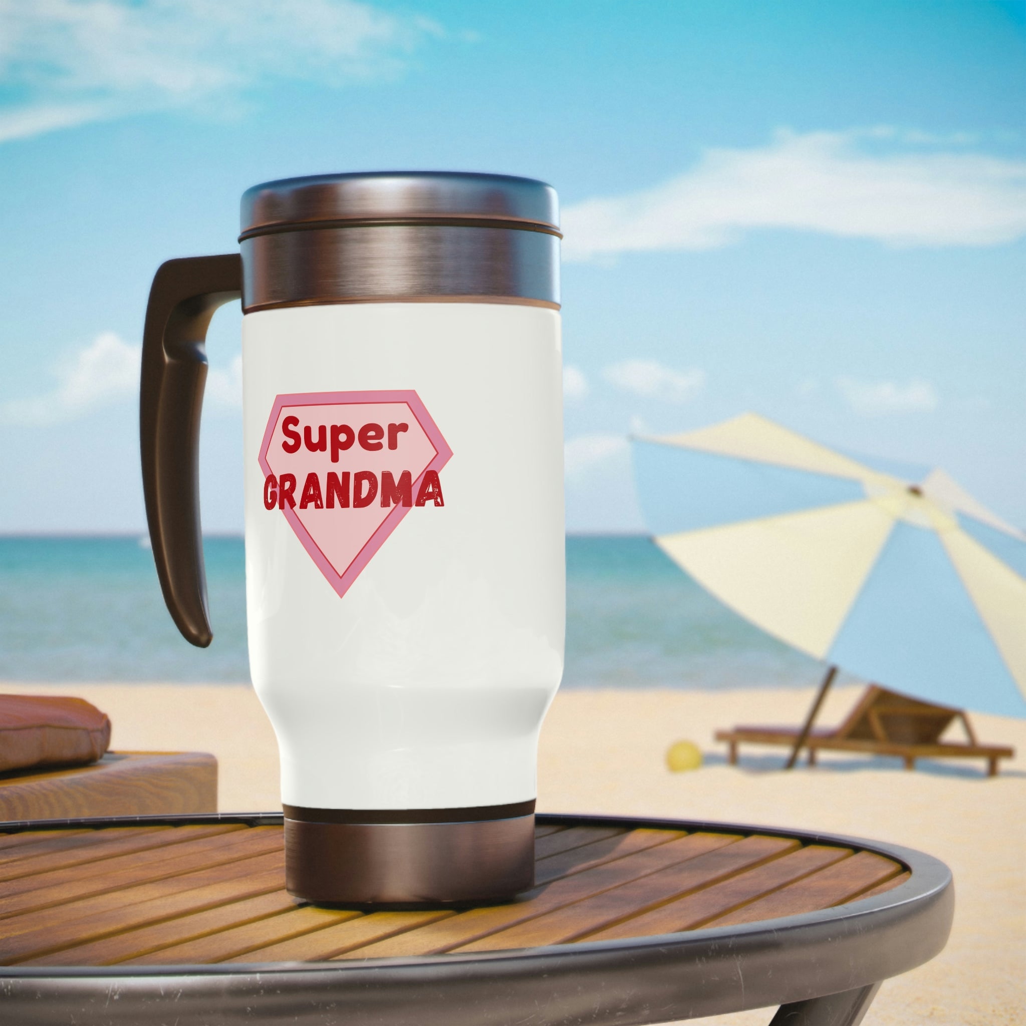 Super Grandma Stainless Steel Travel Mug with Handle, 14oz
