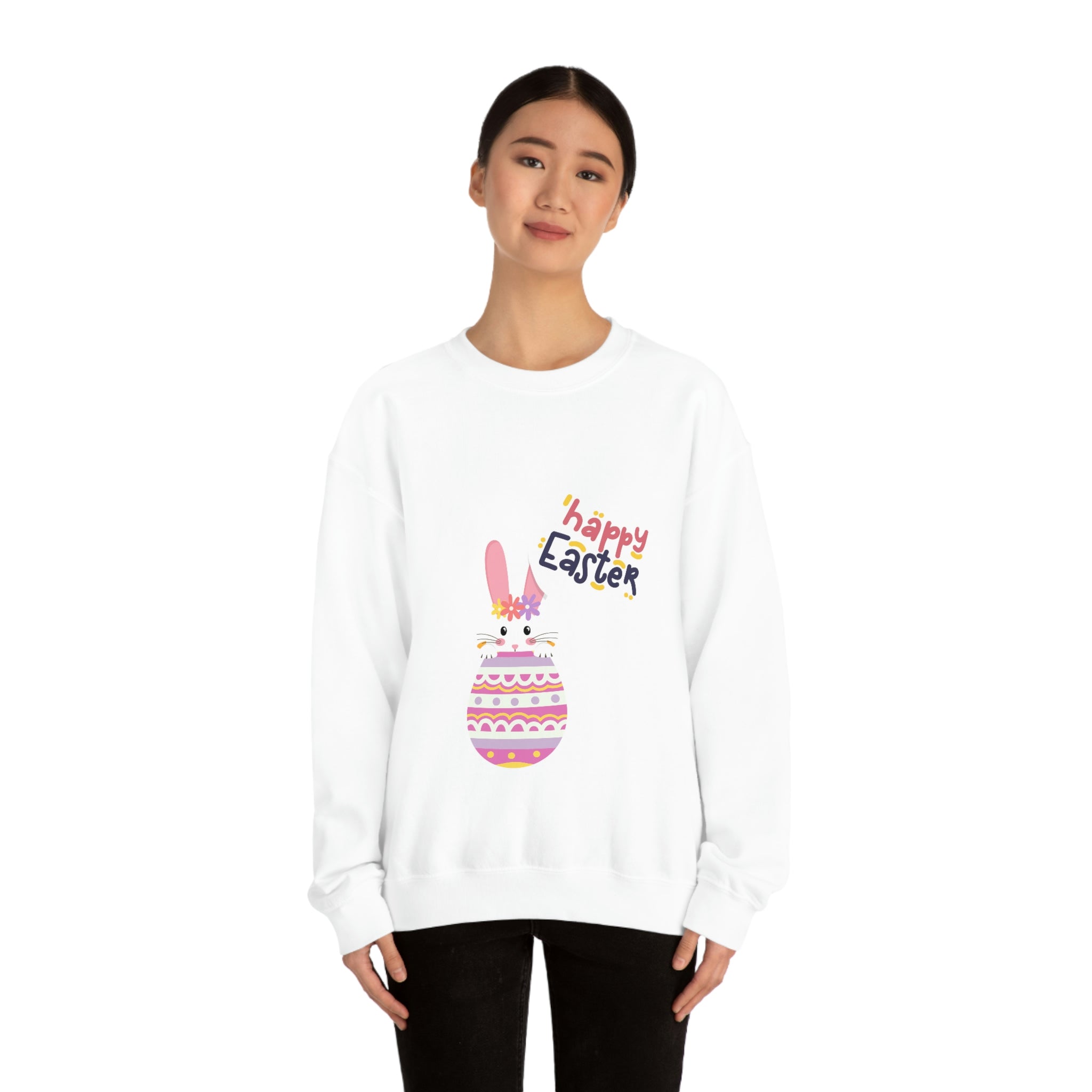 Happy Easter Day Bunny Unisex Heavy Blend™ Crewneck Sweatshirt