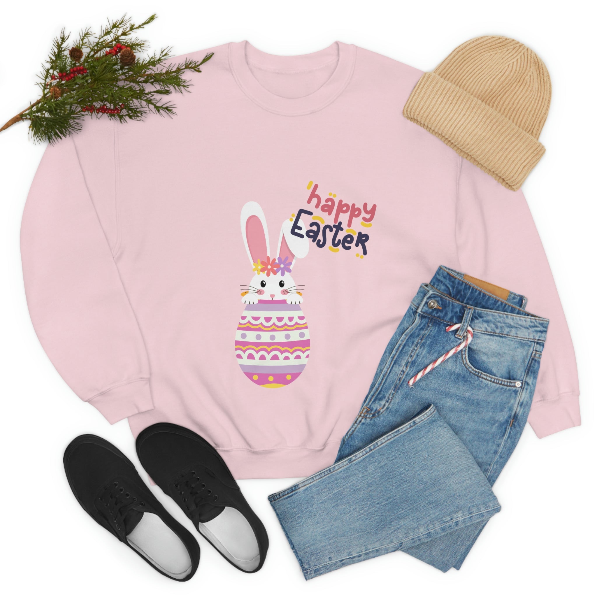 Happy Easter Day Bunny Unisex Heavy Blend™ Crewneck Sweatshirt