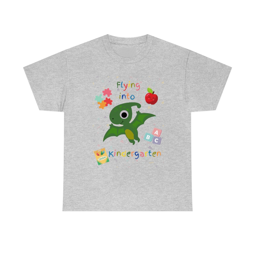 Flying Into Kindergarten Unisex Heavy Cotton Tee