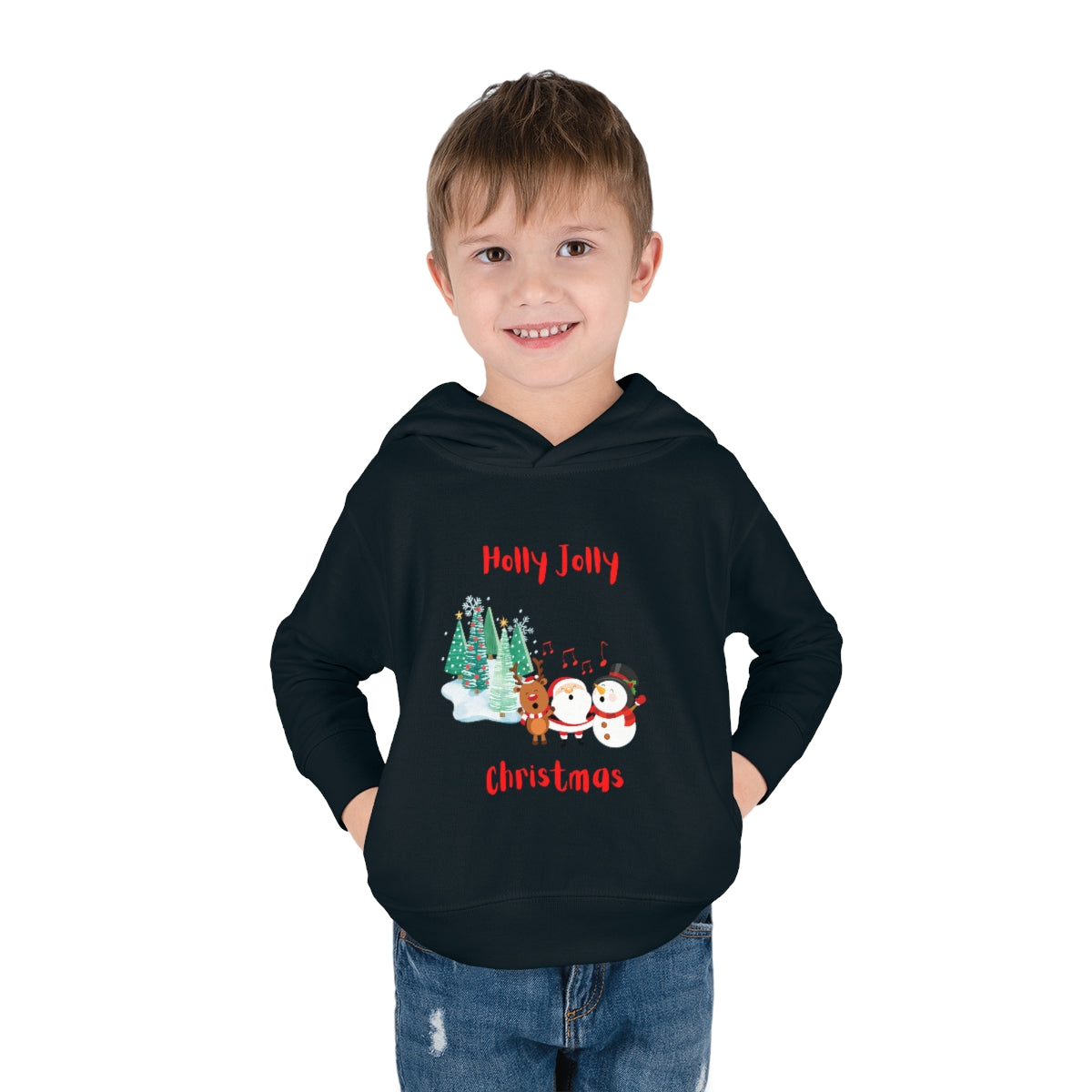 Holly Jolly Christmas Toddler Pullover Fleece Hoodie
