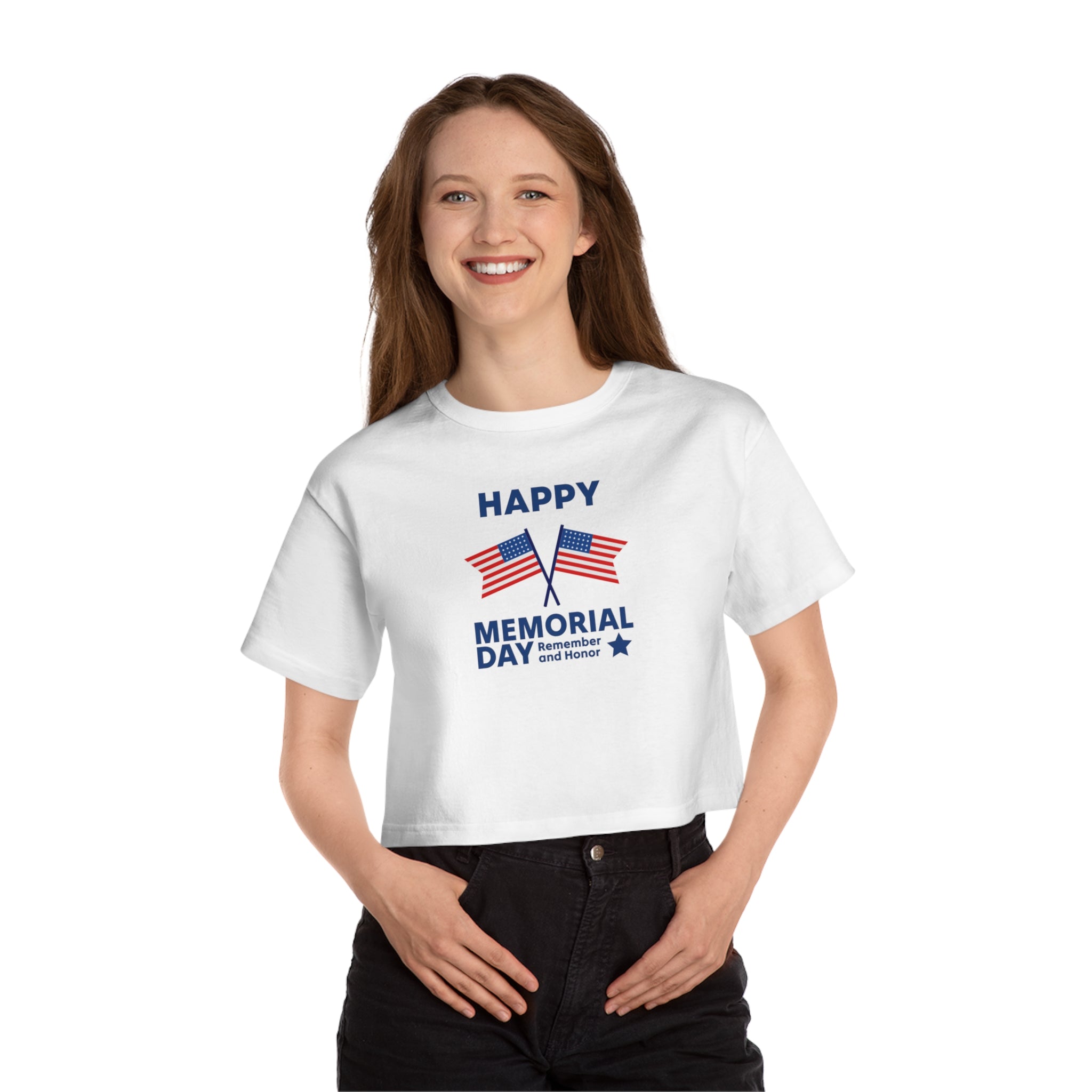 Happy Memorial Day Champion Women's Heritage Cropped T-Shirt