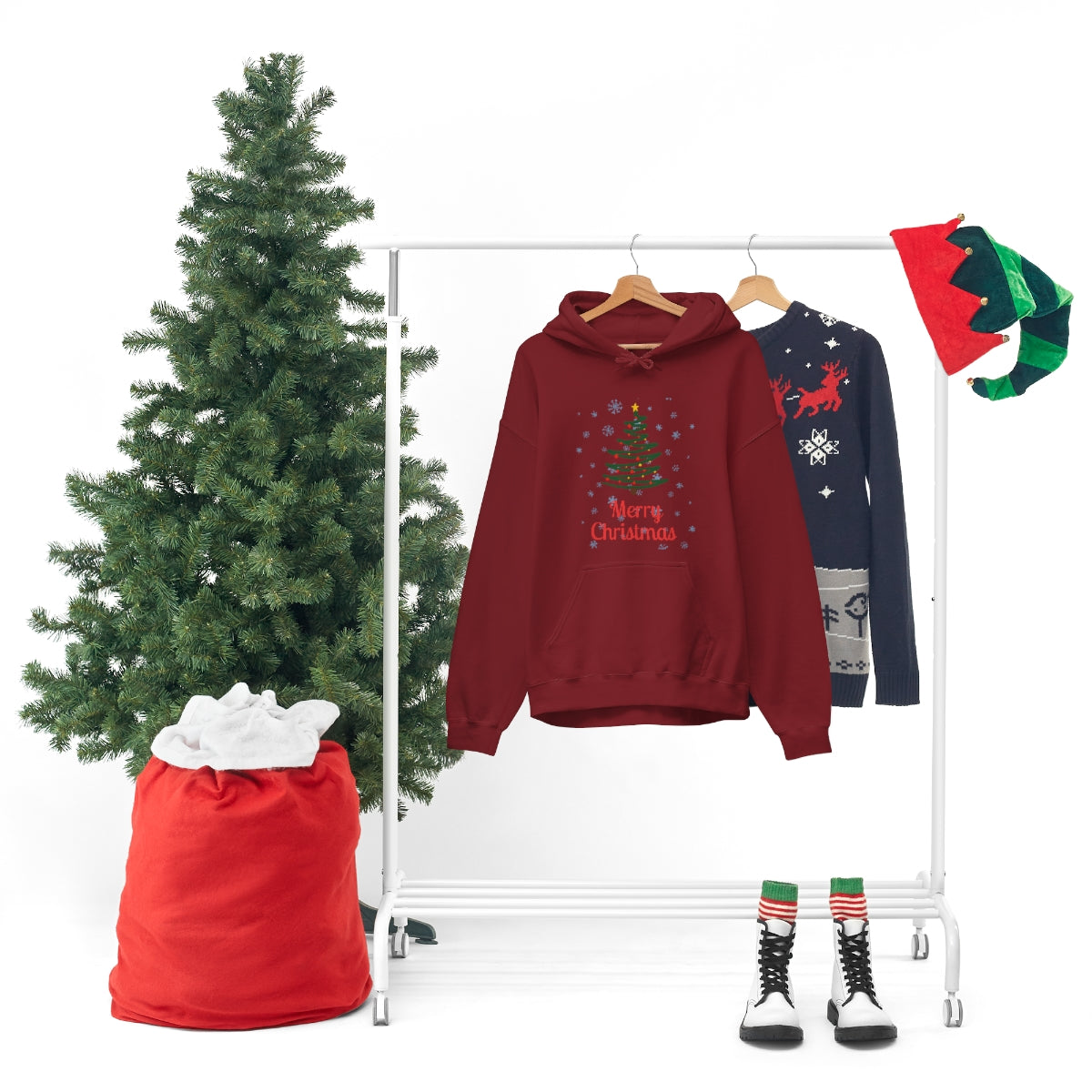 Merry Christmas Tree Unisex Heavy Blend™ Hooded Sweatshirt