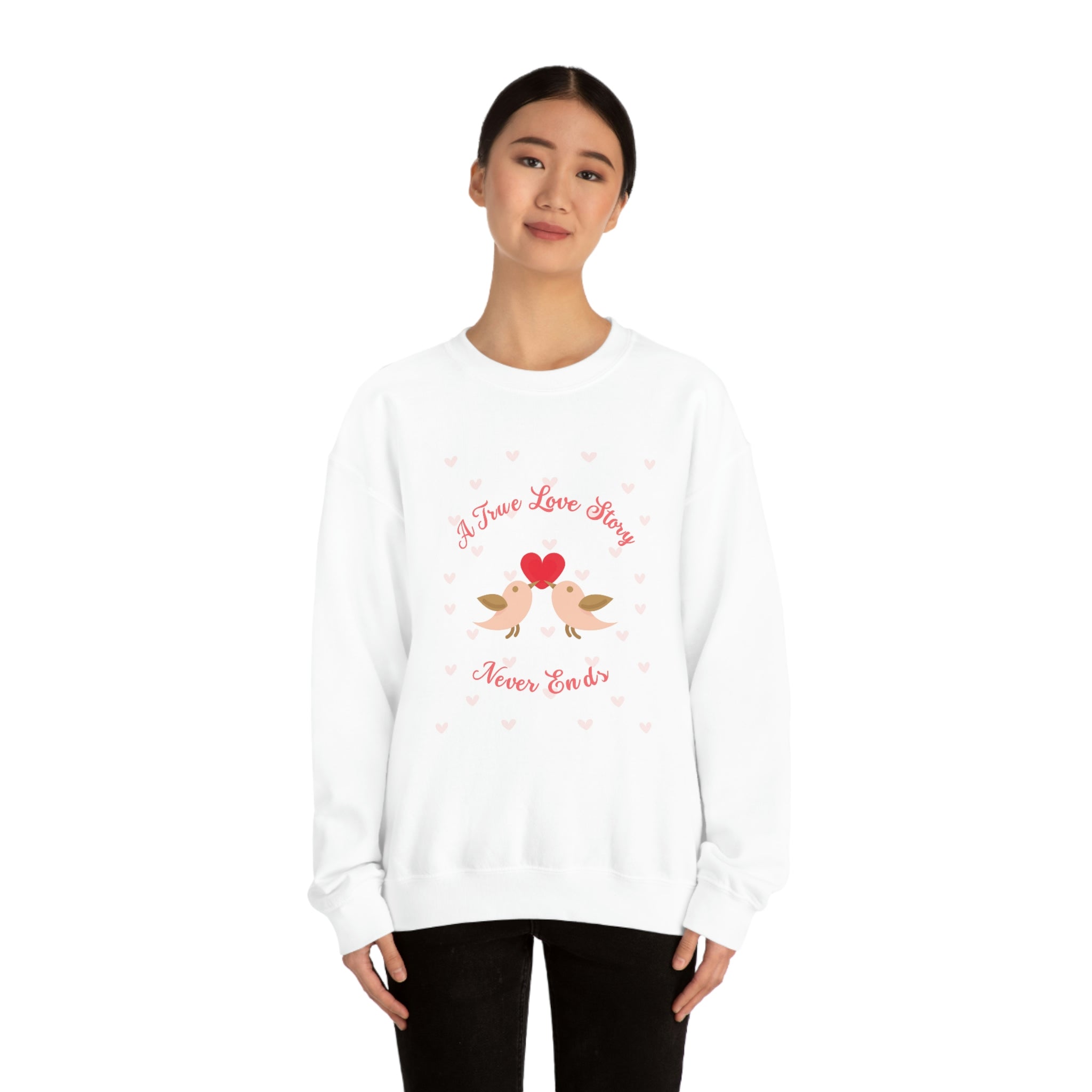 A True Love Story Never Ends Unisex Heavy Blend™ Crewneck Sweatshirt