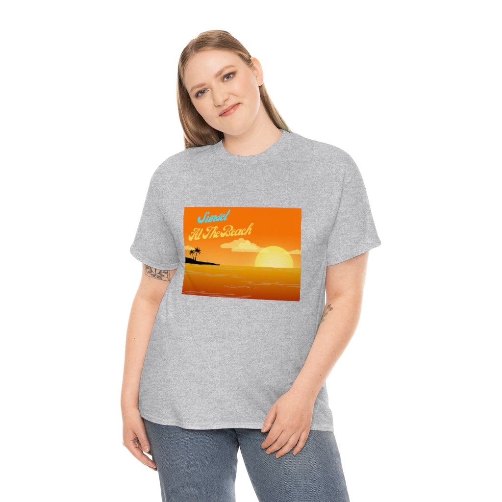 Sunset At The Beach Unisex Heavy Cotton Tee