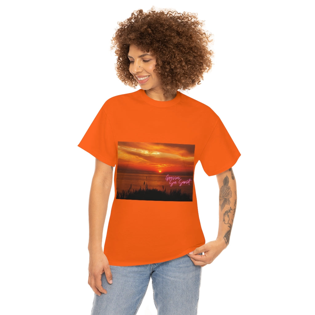 Grasses Sea Sunset Unisex Heavy Cotton Tee