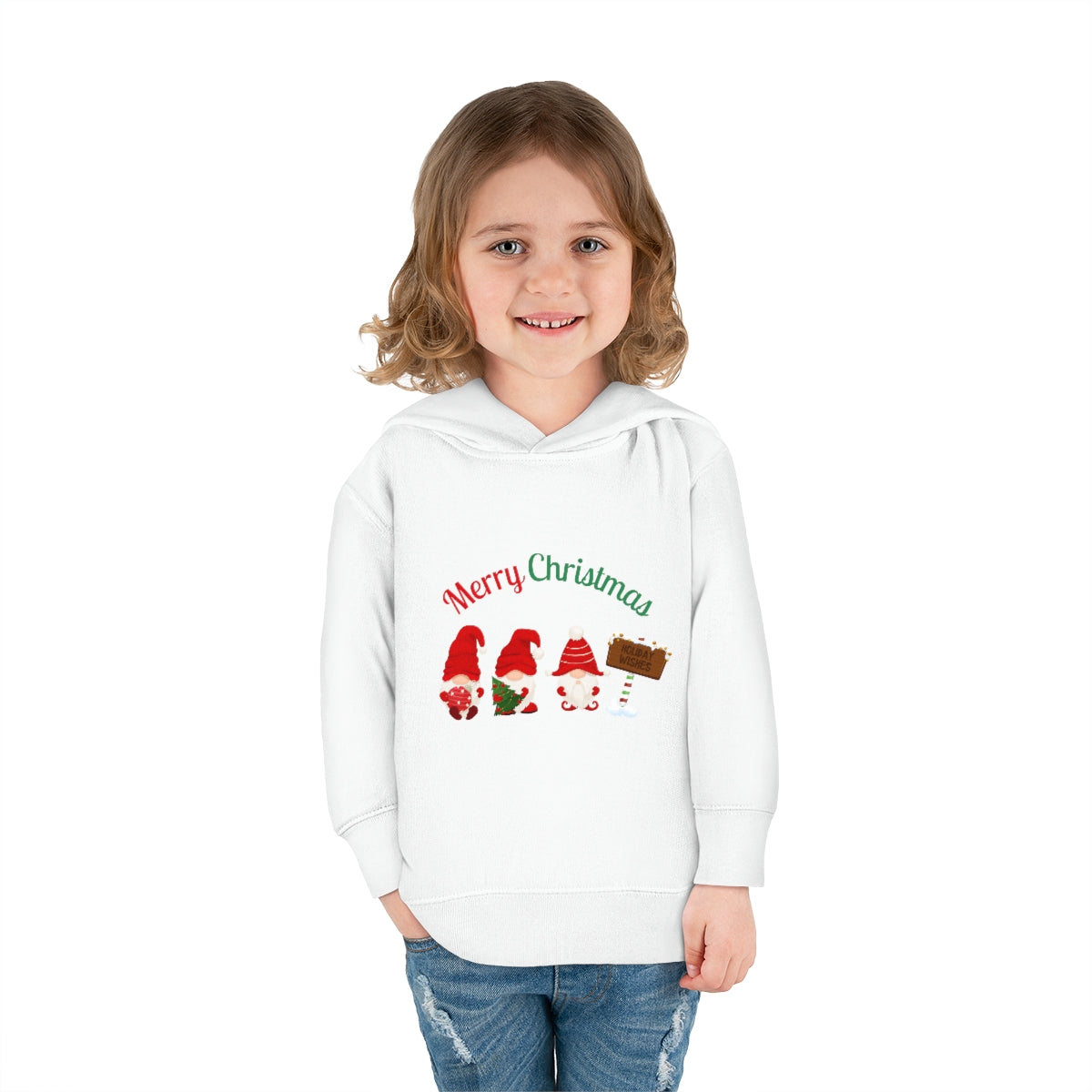 Cute Gnome Merry Christmas Toddler Pullover Fleece Hoodie