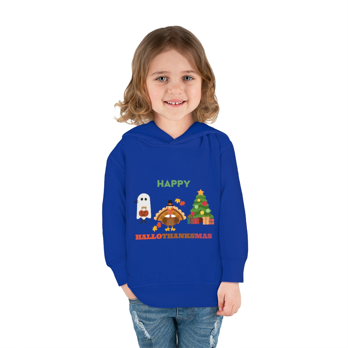 Happy Hallothanksmas Toddler Pullover Fleece Hoodie