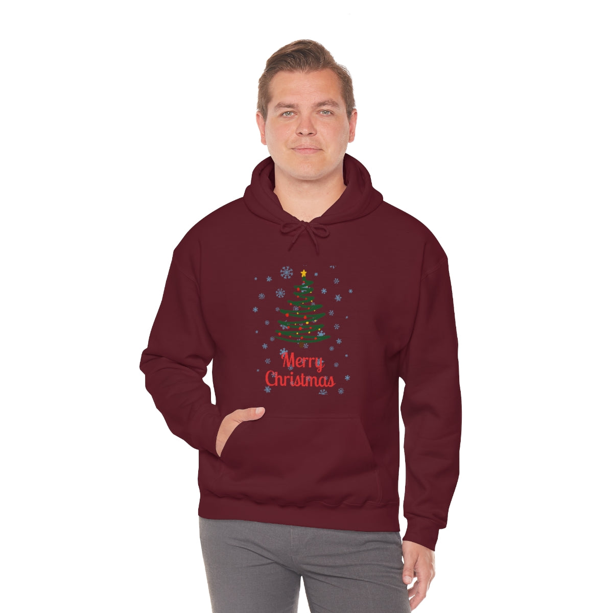 Merry Christmas Tree Unisex Heavy Blend™ Hooded Sweatshirt
