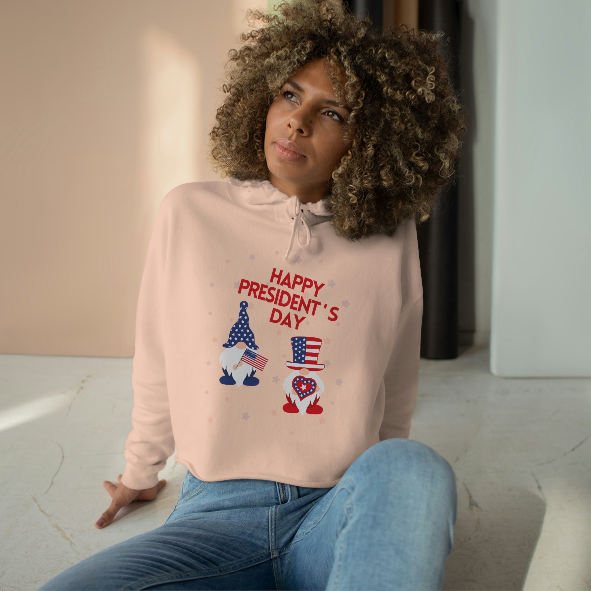 Happy President's Day Gnome Crop Hoodie