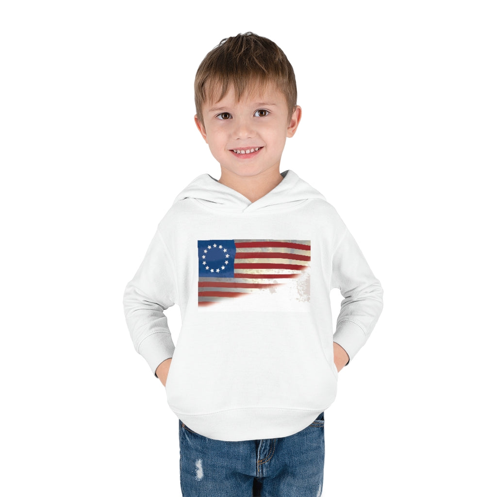 USA Flag Toddler Pullover Fleece Hoodie