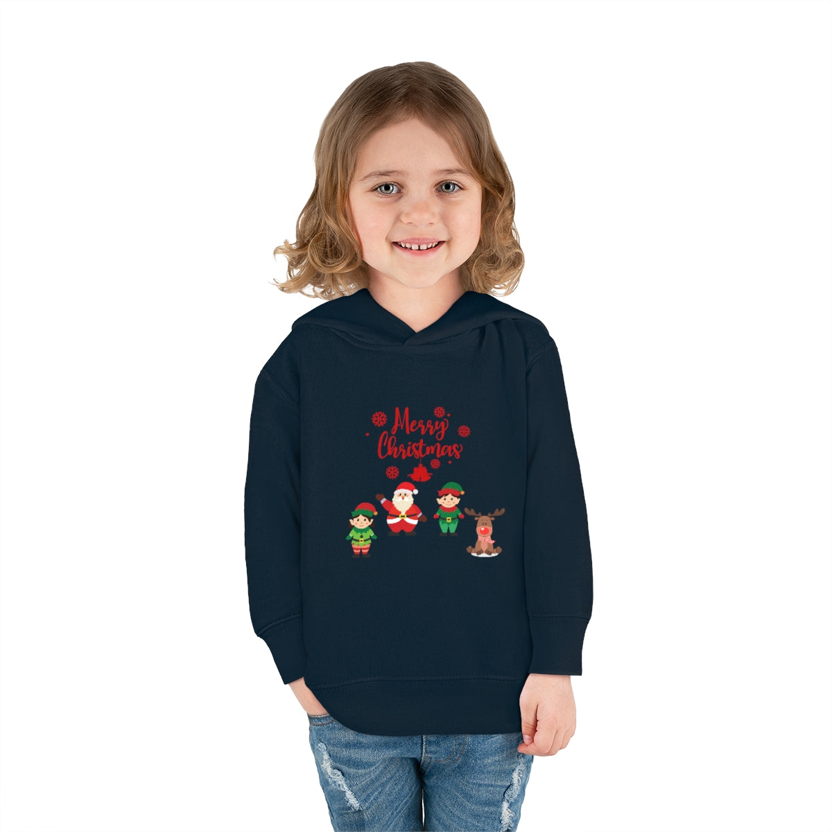 Merry Christmas From Santa & Helpers Toddler Pullover Fleece Hoodie