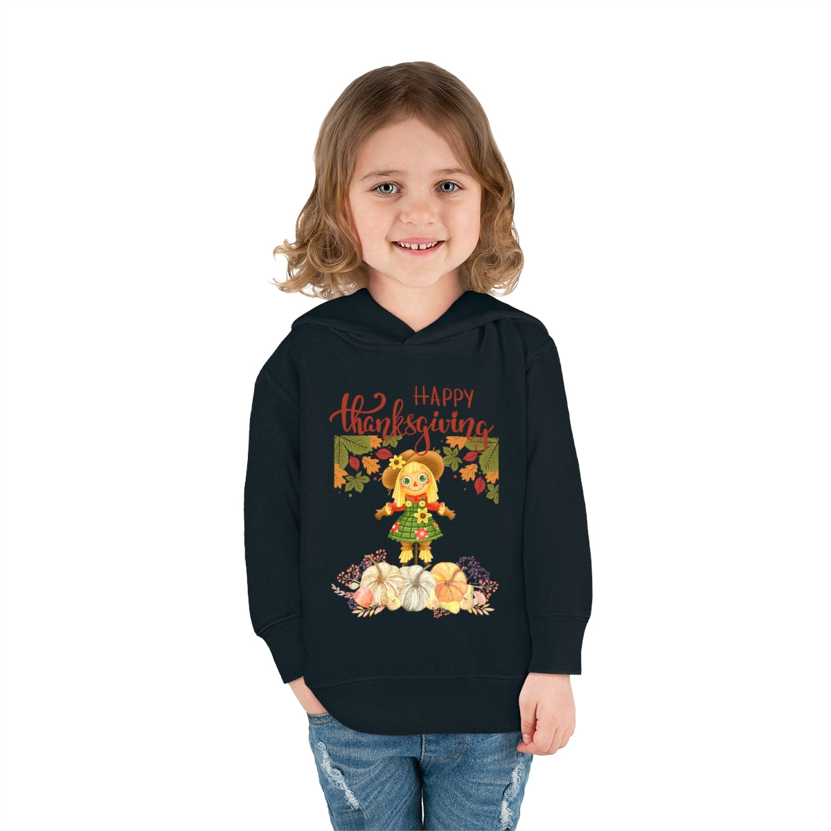 Scarecrow Happy Thanksgiving Toddler Pullover Fleece Hoodie