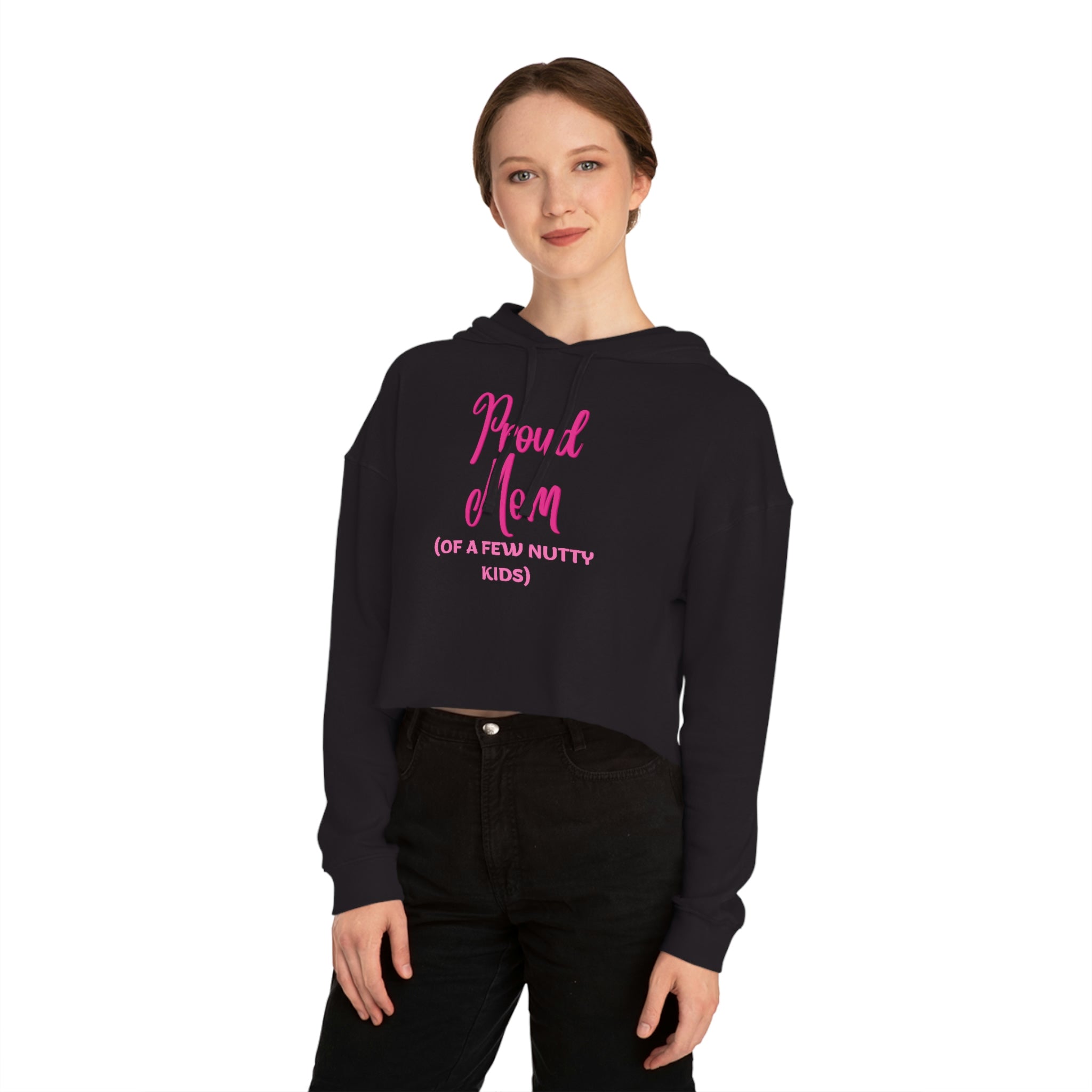 Proud Mom Women’s Cropped Hooded Sweatshirt
