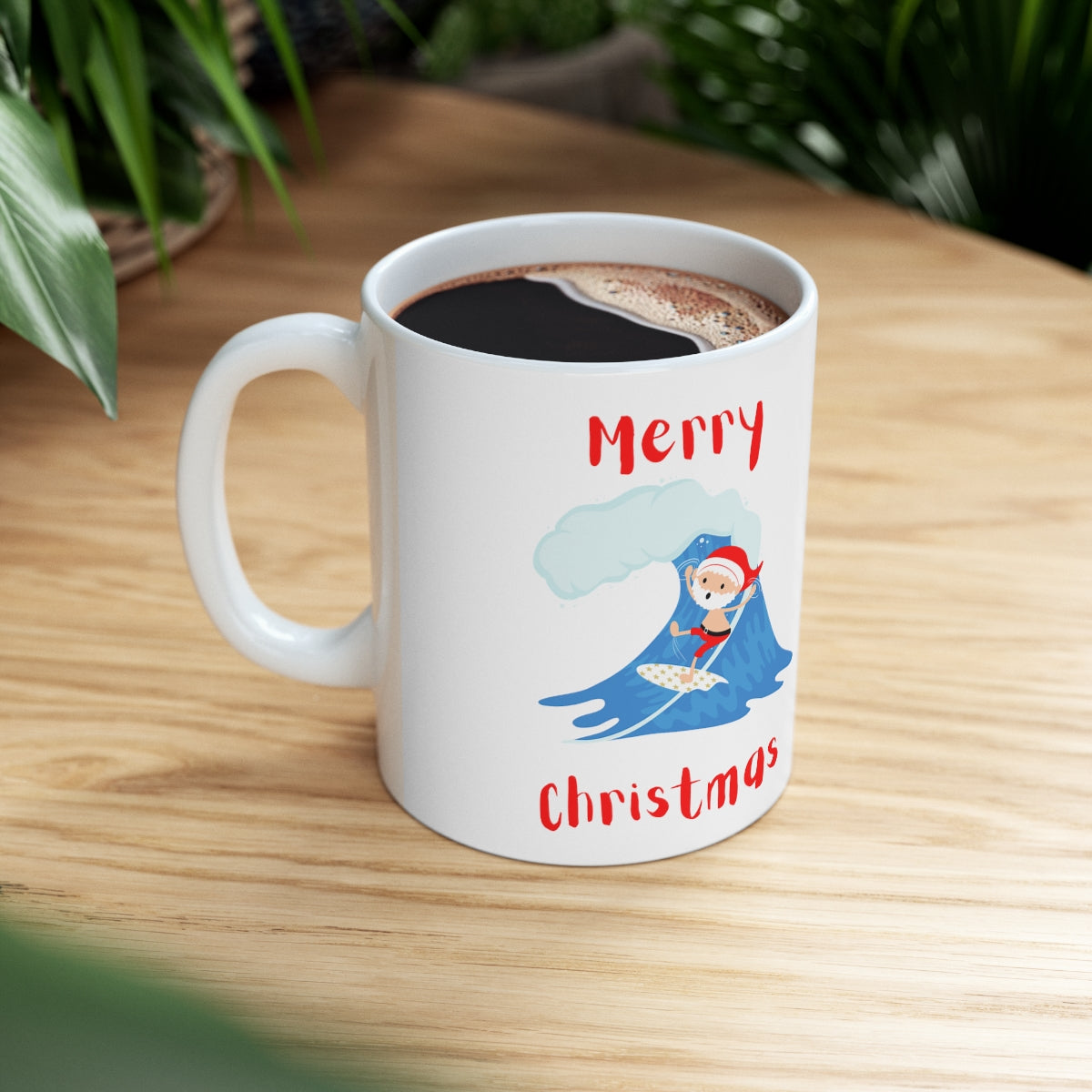 Surfing Santa Ceramic Mug 11oz