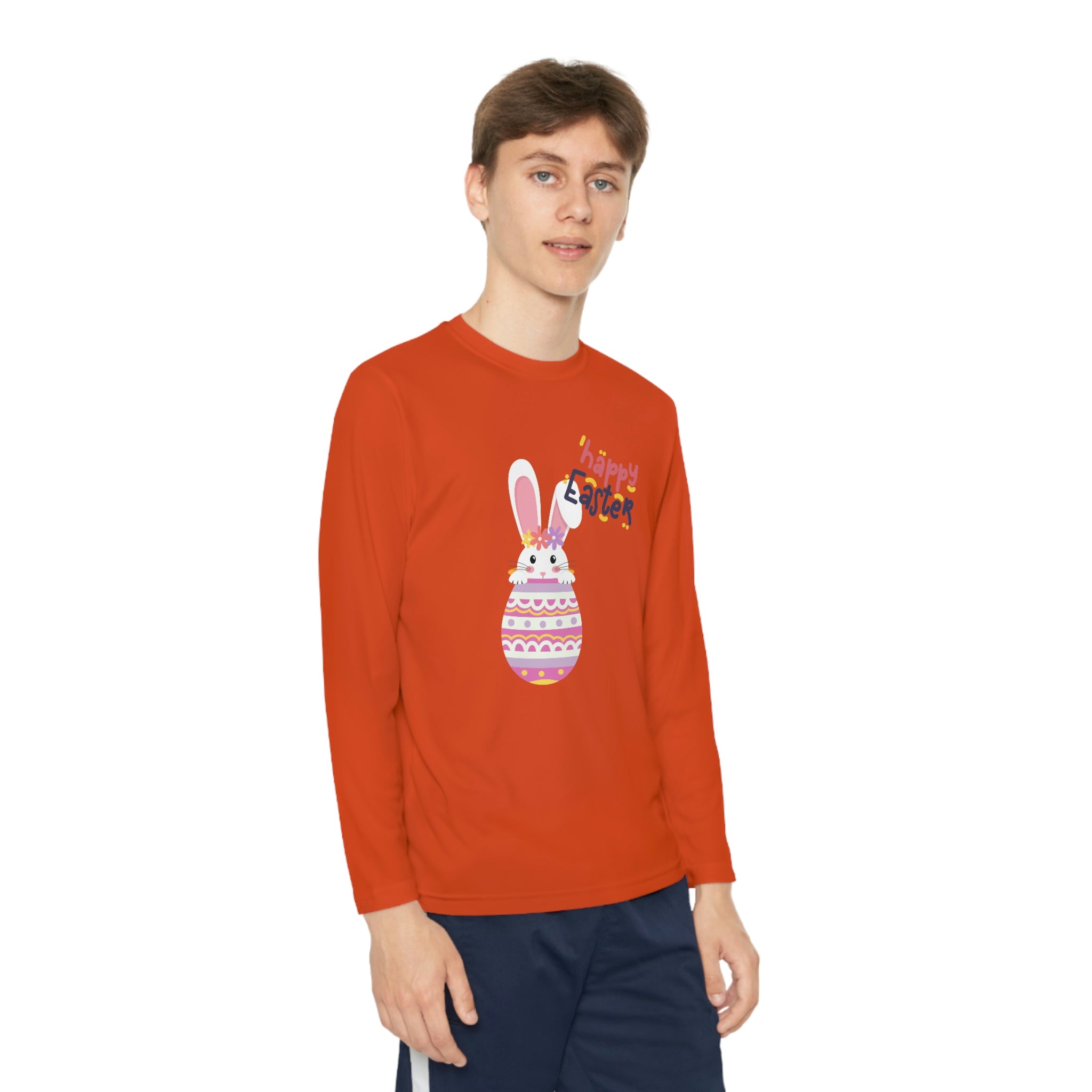 Happy Easter Day Bunny Youth Long Sleeve Competitor Tee