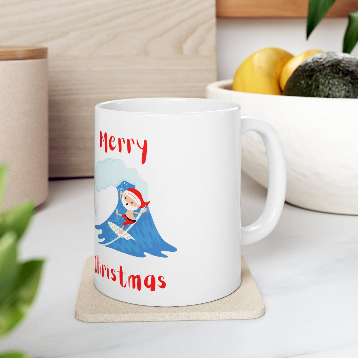 Surfing Santa Ceramic Mug 11oz