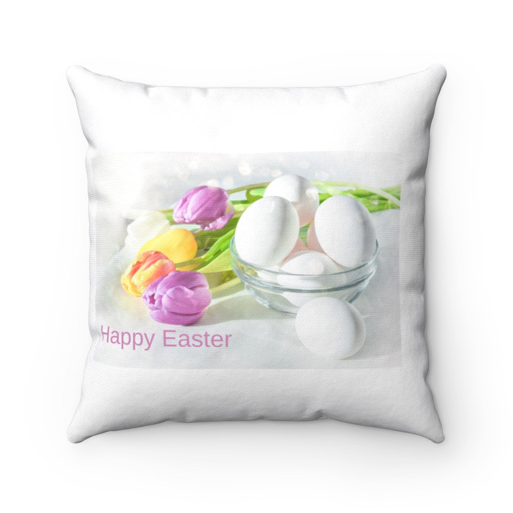 Happy Easter Spun Polyester Square PillowH