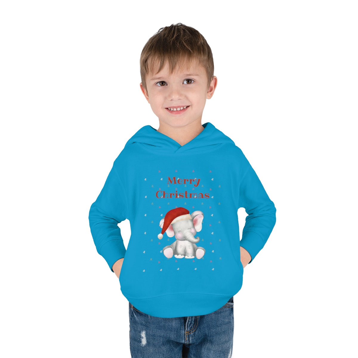 Cute Christmas Elephant Toddler Pullover Fleece Hoodie