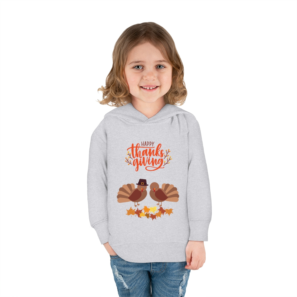 Cute Thanksgiving Turkey Pilgrim Toddler Pullover Fleece Hoodie