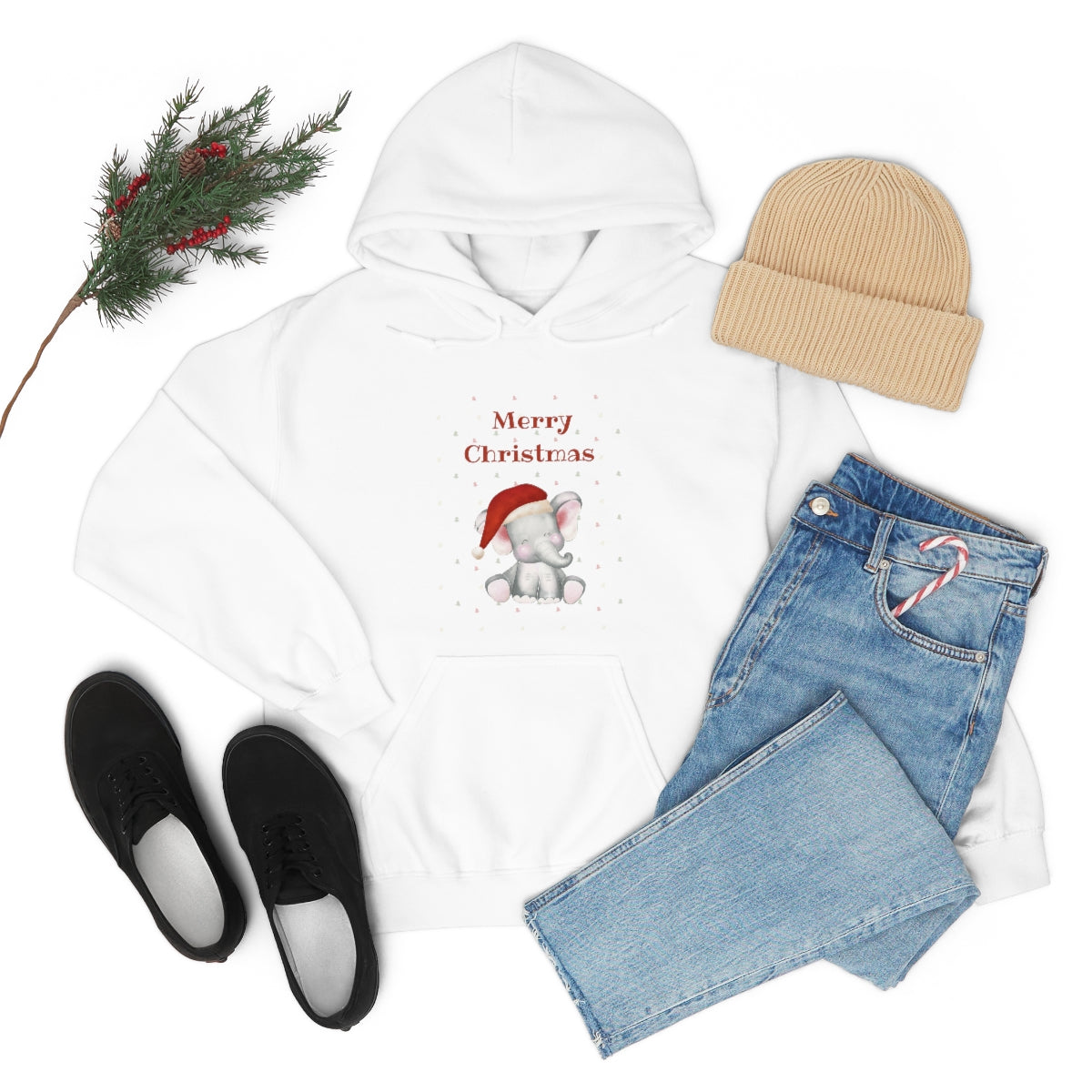 Cute Christmas Elephant Unisex Heavy Blend™ Hooded Sweatshirt