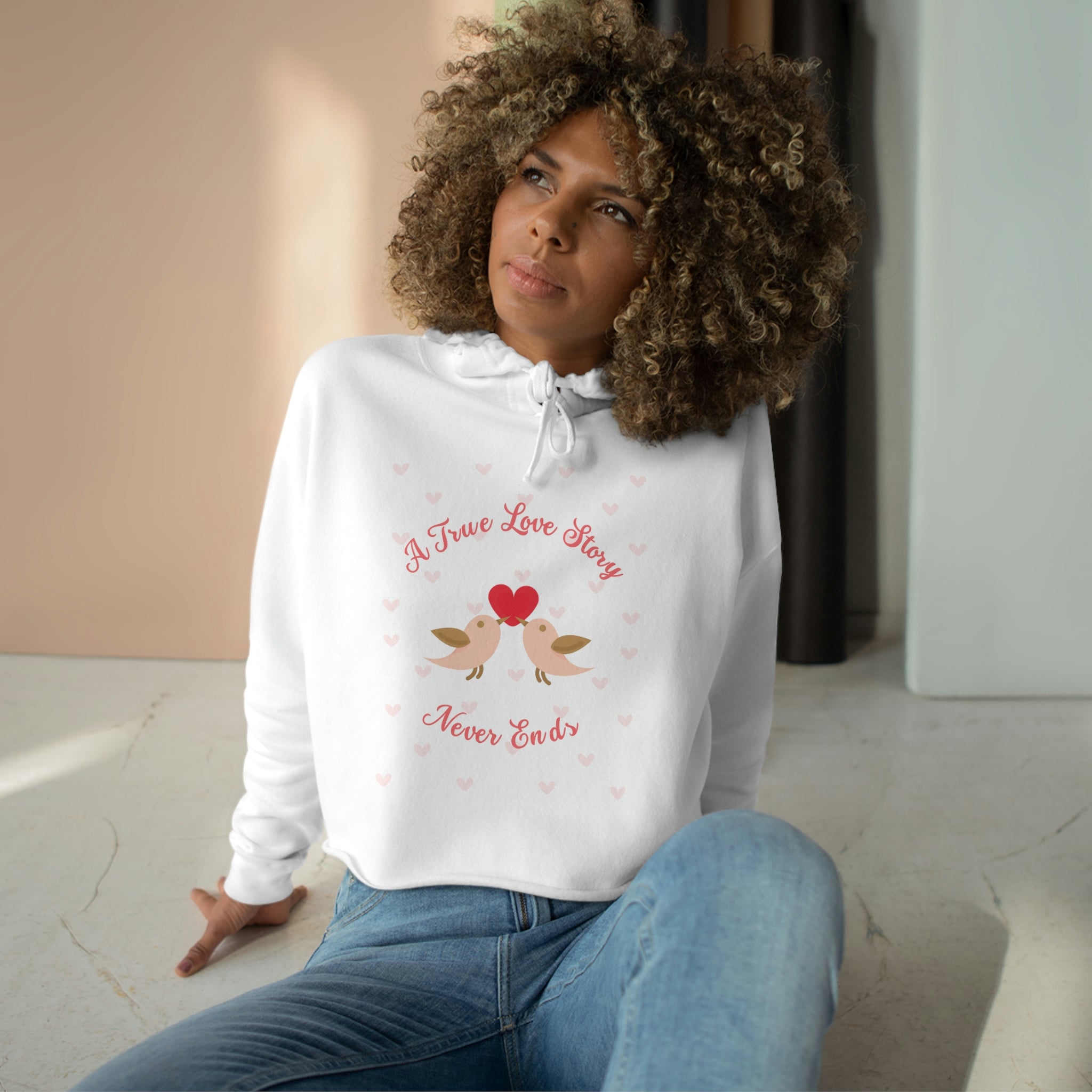 A True Love Story Never Ends Crop Hoodie