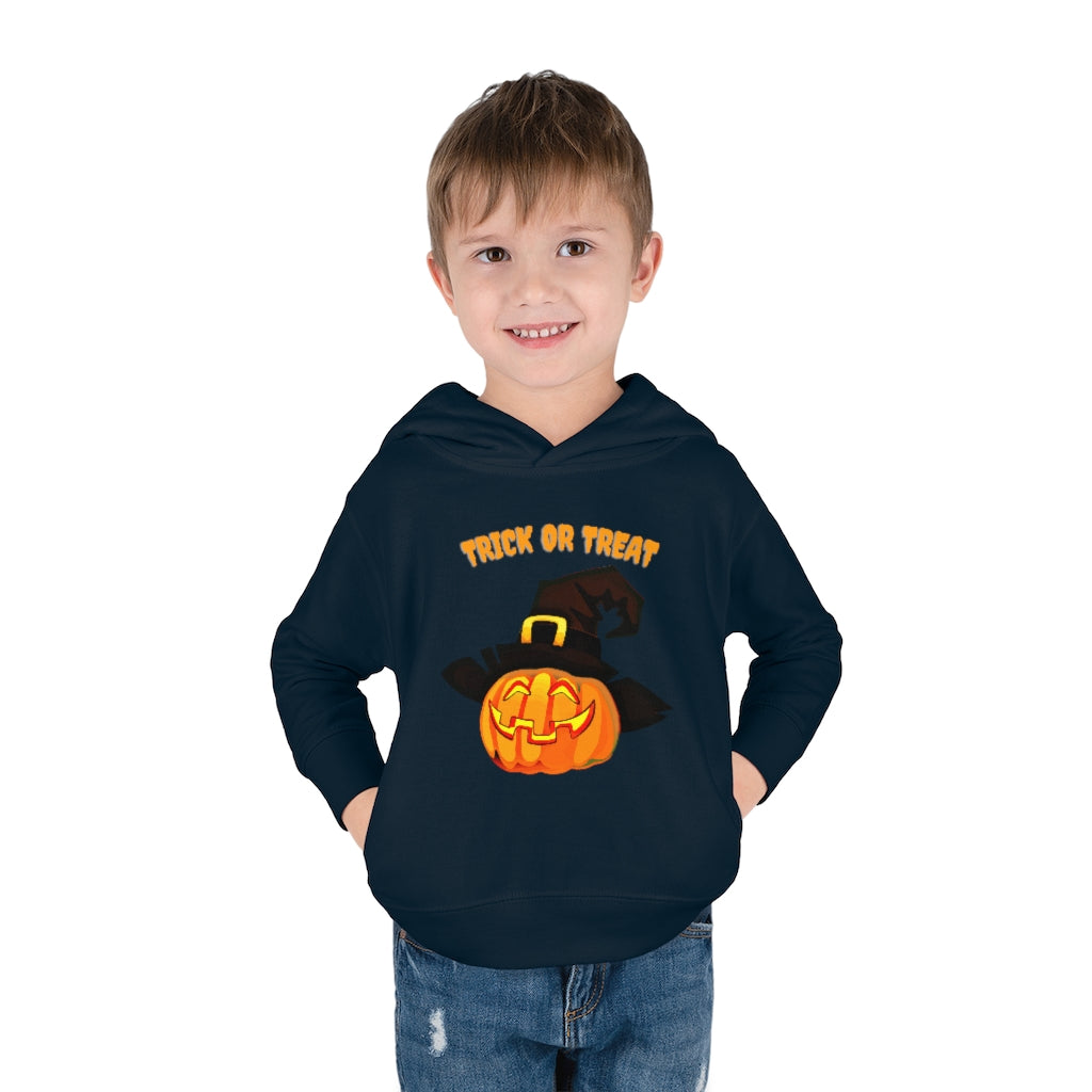 Pumpkin Trick or Treat Toddler Pullover Fleece Hoodie