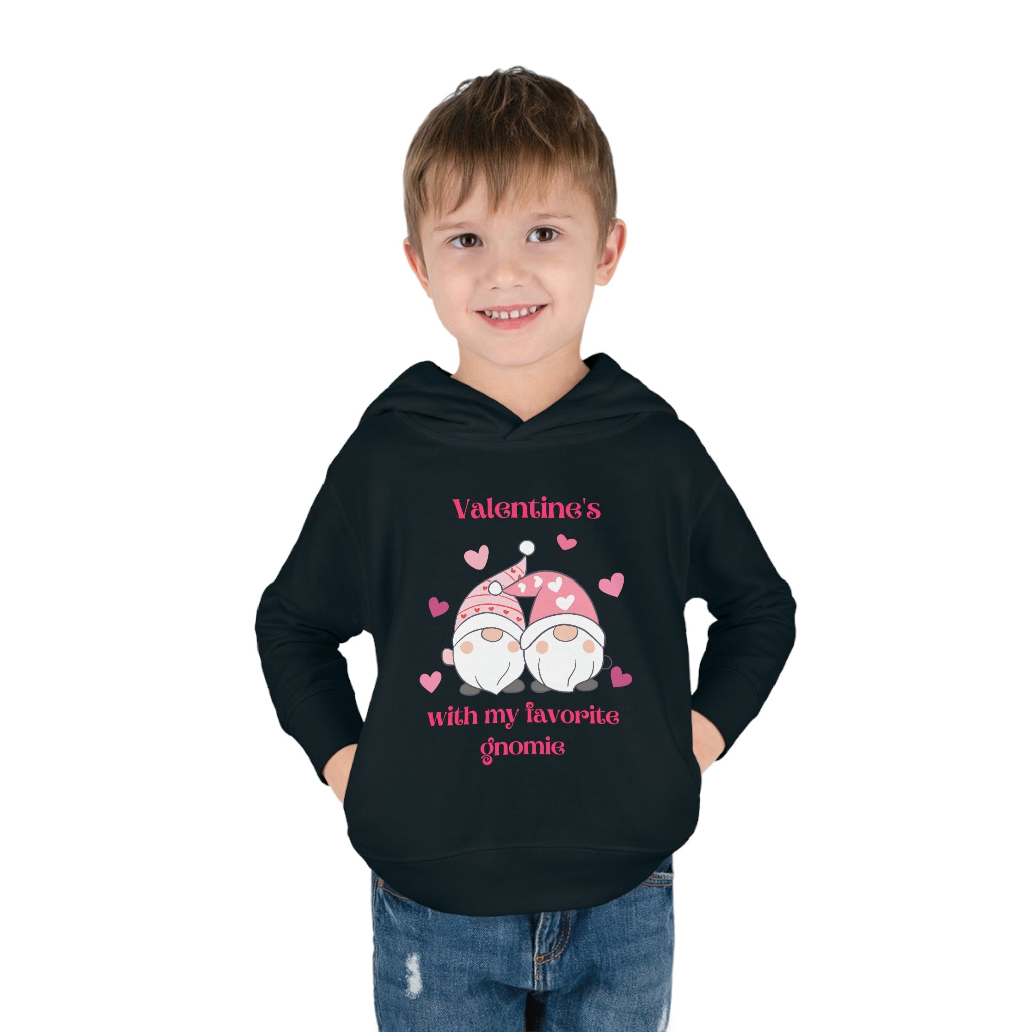 Valentine's With My Favorite Gnomie Toddler Pullover Fleece Hoodie