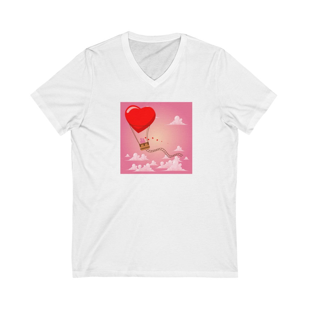 Happy Valentine's Day Unisex Jersey Short Sleeve V-Neck Tee