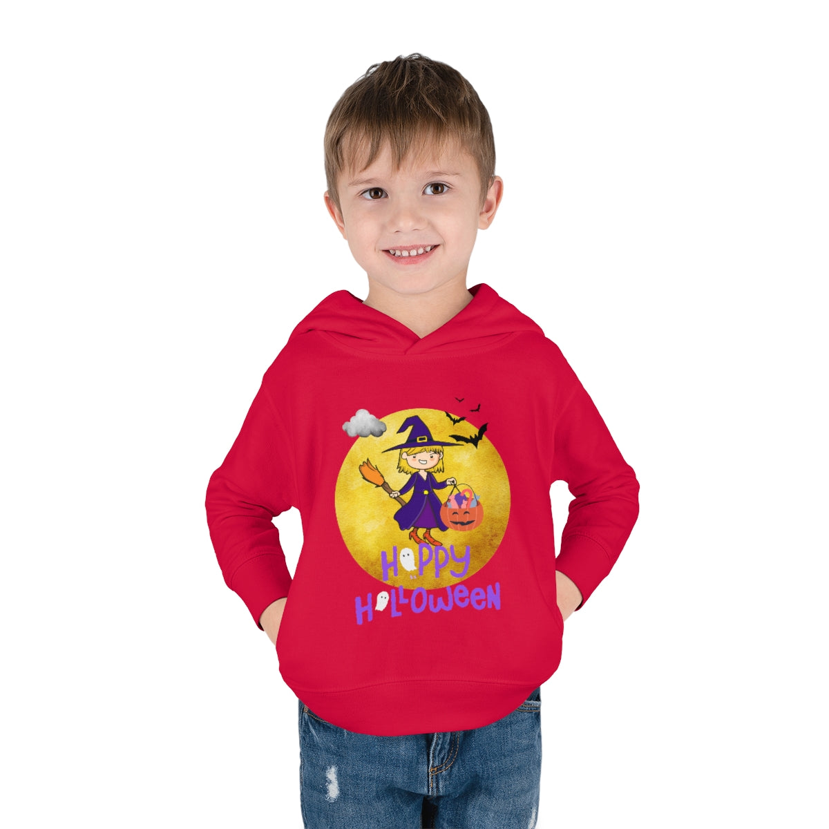 Halloween Witch Girl Toddler Pullover Fleece Hoodie