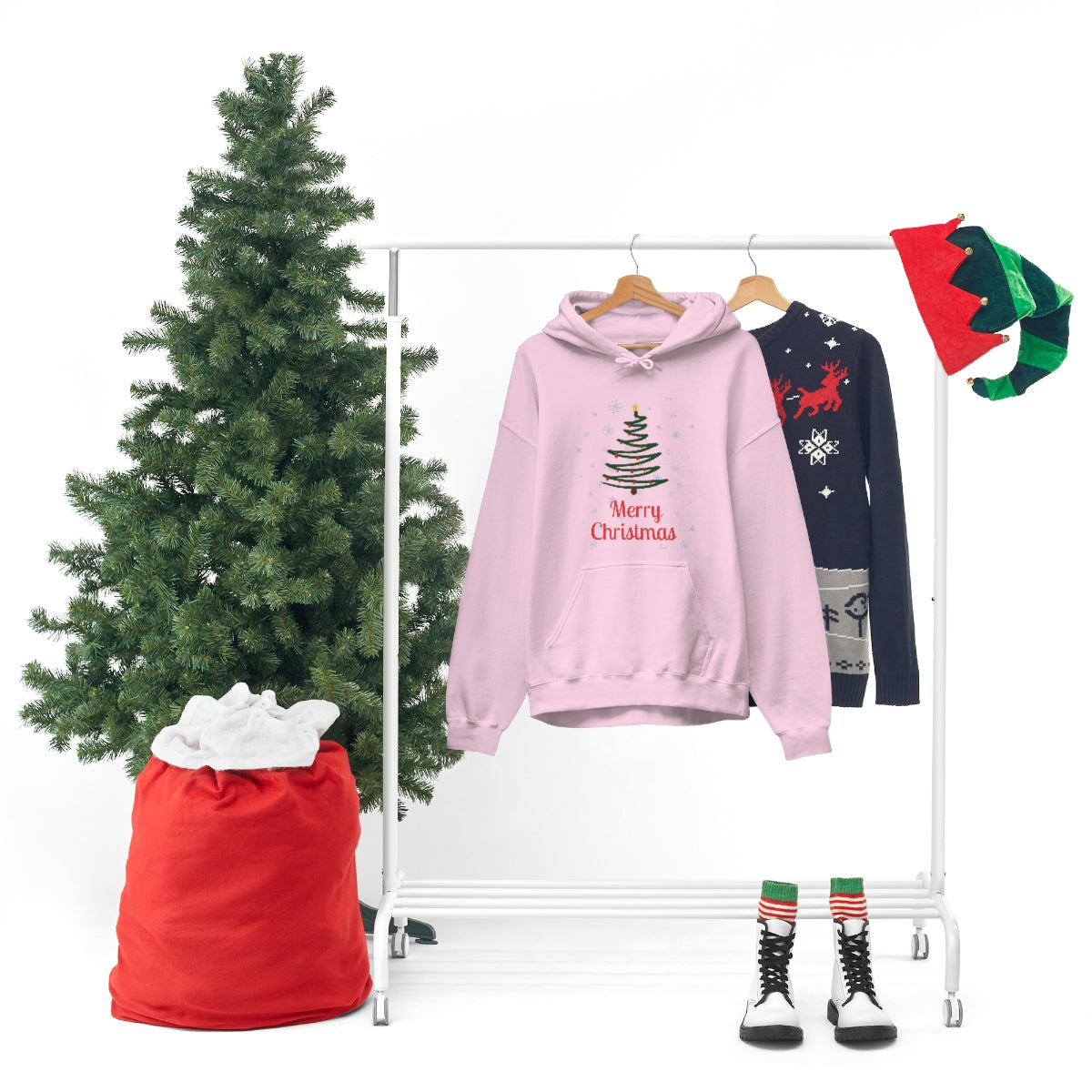 Merry Christmas Tree Unisex Heavy Blend™ Hooded Sweatshirt