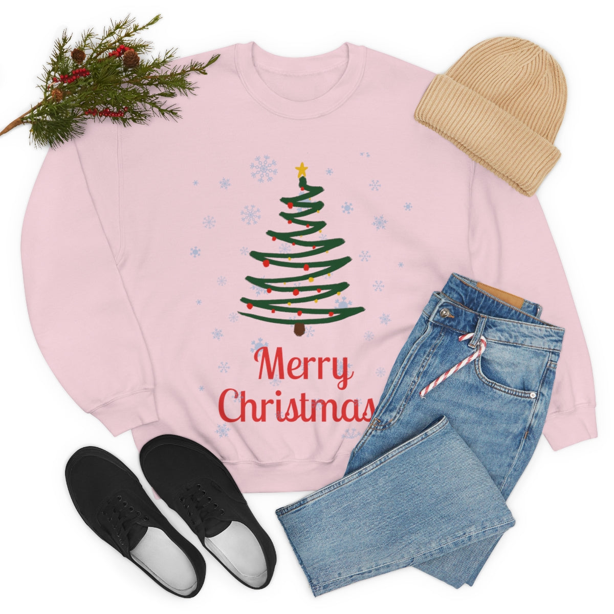 Merry Christmas Tree Unisex Heavy Blend™ Crewneck Sweatshirt