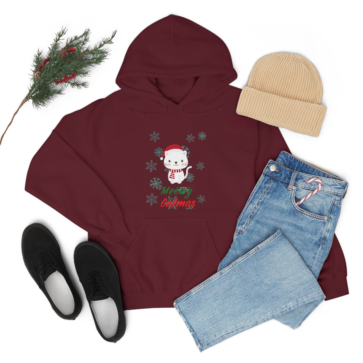 Meowy Catmas Unisex Heavy Blend™ Hooded Sweatshirt