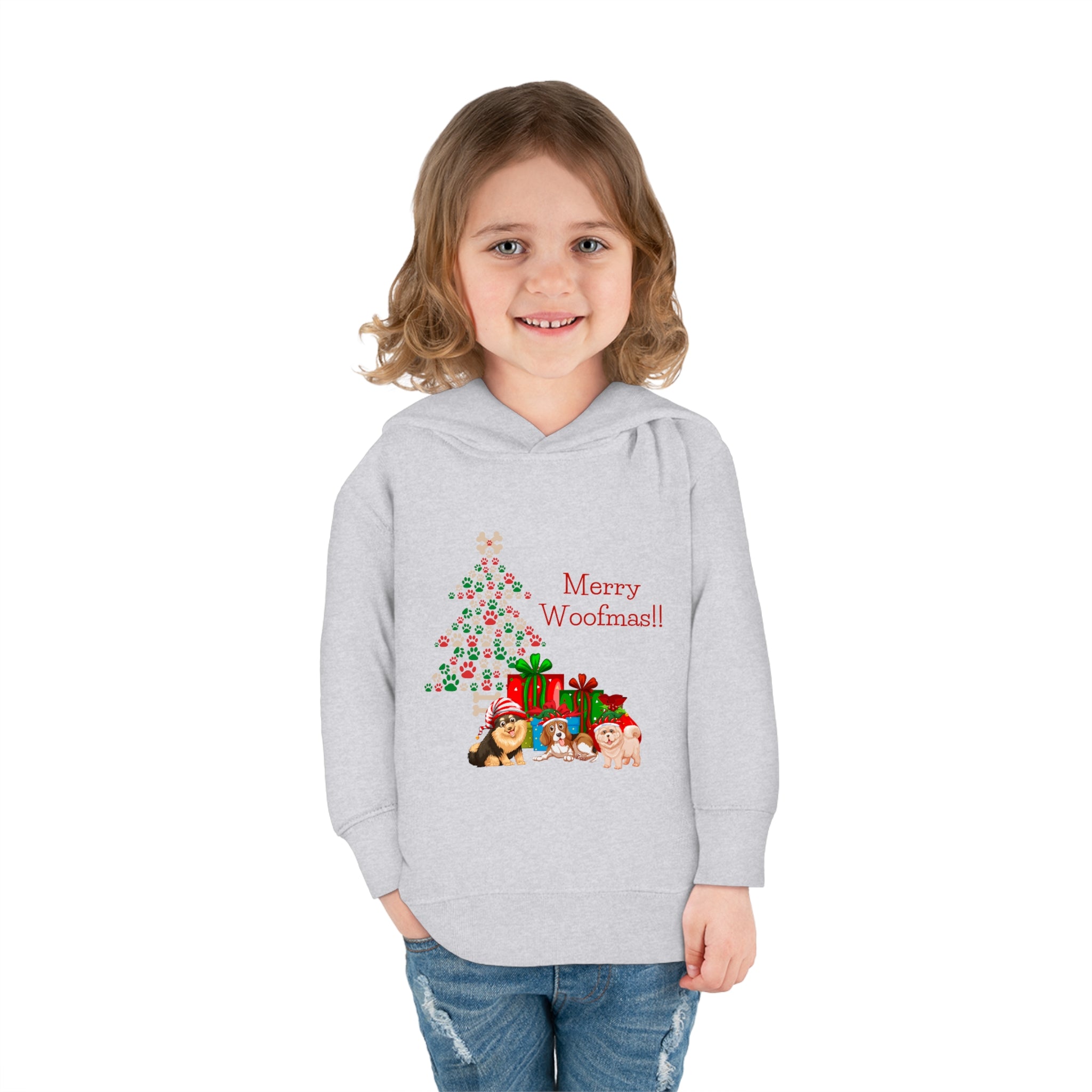 Merry Woolfmas Toddler Pullover Fleece Hoodie