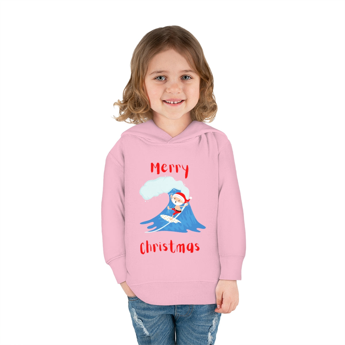 Surfing Santa Toddler Pullover Fleece Hoodie